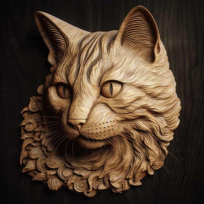 Nature and animals (Pixie bob cat 4, NATURE_7160) 3D models for cnc